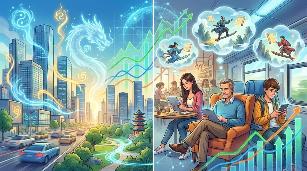Visual representation of urban cultivation novels Western popularity, showing cross-cultural reader engagement and market growth trends.