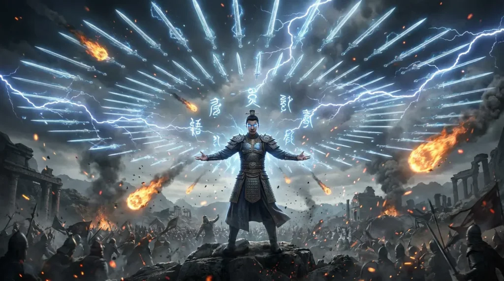 Powerful daoist magic and sword formations in an epic xianxia battle.